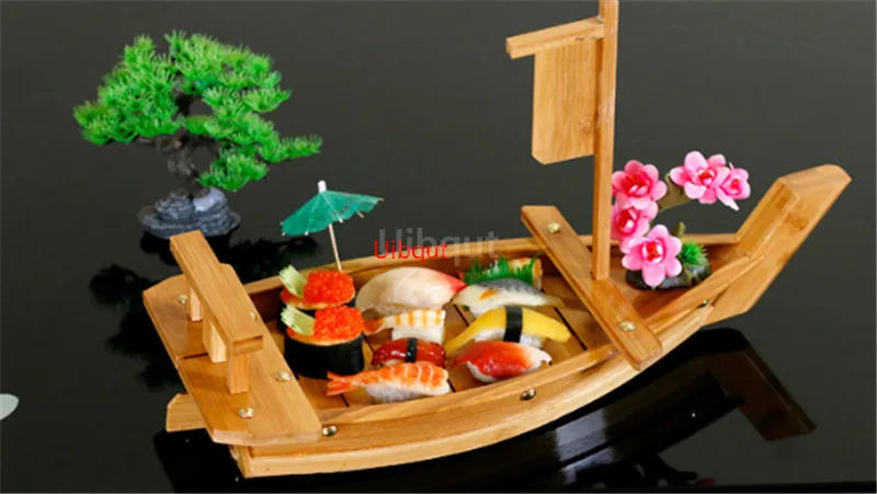 Description Picture 5 of itemBig 40cm to 90cm Japanese Cuisine Sushi Boats tray seafood Tool Wooden Wood Restaurant Handmade ship Sashimi Assorted Cold Dish
