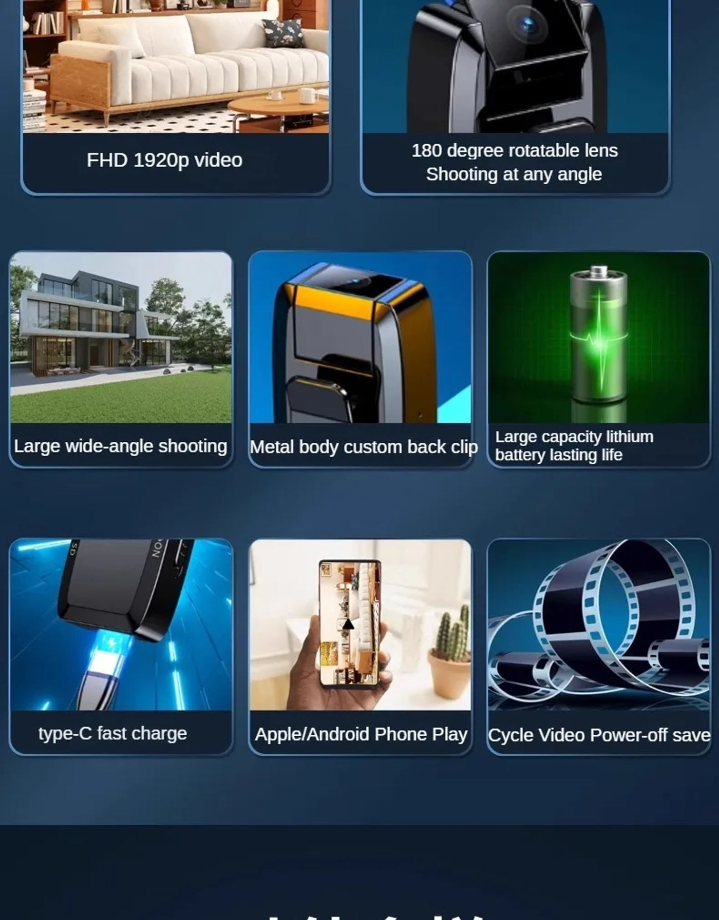 Description Picture 4 of itemHD 1920P Body Mini Camera Portable Small Digital Video Recorder Police BodyCam  Miniature Camcorder action camera mini dv