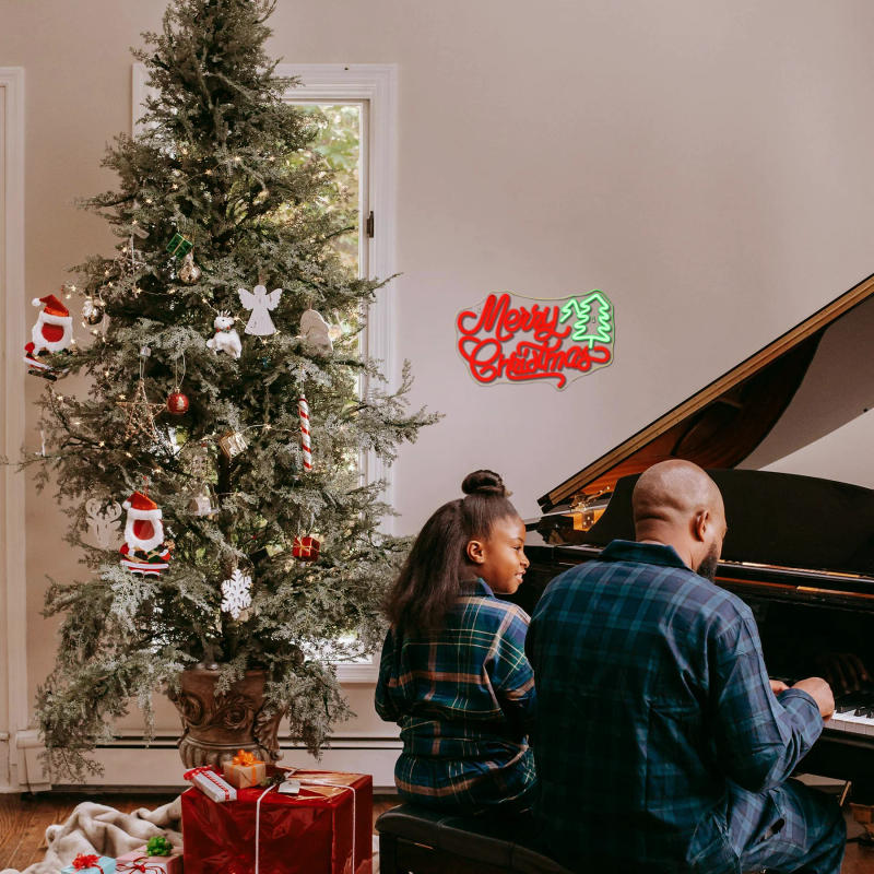 Description Picture 2 of itemMerry Christmas Neon Signs Led Lights Xmas Tree Art Letter Room Decoraiton For Navidad Party Home Bedroom Bar Club Dimmable Lamp