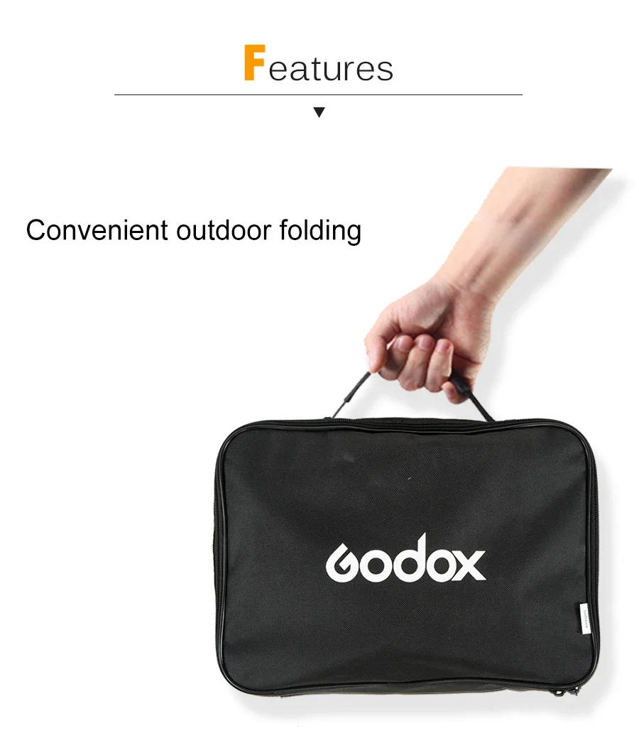 Description Picture 5 of itemGodox 40x40 50x50 60x60 80x80cm Softbox with S1 S-Type Bracket Honeycomb Grid Bowens Mount Flash Bracket Mount Foldable Softbox