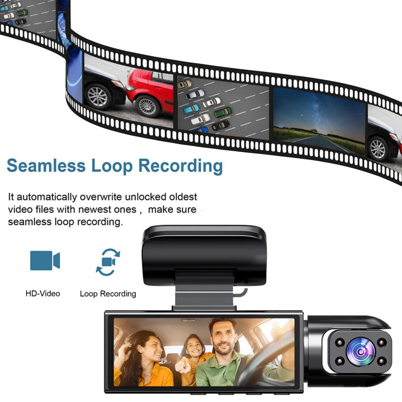 Description Picture 4 of itemCar Black Box 3 Cameras CAR DVR 3-Way 1080P Driving Recorder 3-lens Dash Cam Car Front and inside Video Rear Camera