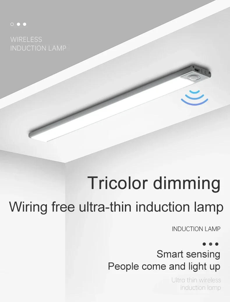 Description Picture 2 of itemLED Ultra Thin Under Cabinet Lights Motion Sensor night light Wireless Rechargeable 3 Color Lamp Kitchen Closet Cabinet Lighting
