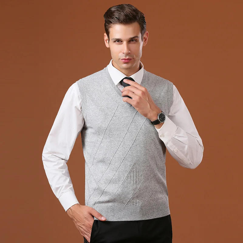 Description Picture 5 of itemMens Knit Sweater Vest Fashion Men's Striped Pullover Sweater Hem Gentleman Slim Fit Casual Sweaters Sleeveless Men Clothes