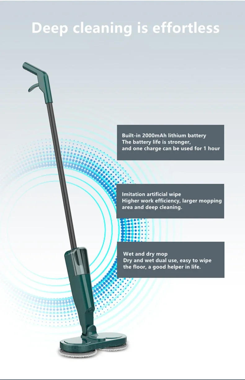 Description Picture 6 of itemFloor Mop With Sprayer For Cleaning Handheld Wireless Rotary Electric Mop Floor Cleaning Chargeable Home Appliance