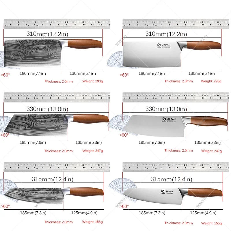 Description Picture 3 of itemStainless Steel Japanese Chef Knives Set Meat Fish Vegetables Chopping Meat Cleaver Butcher Knife Chinese Kitchen Knife