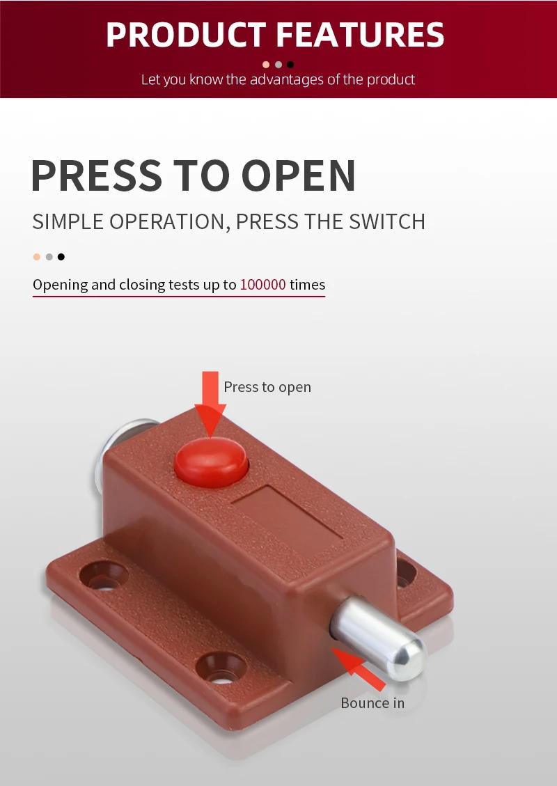 Description Picture 5 of item1pcs Hot Sale Door Latch Spring Button Cabinet Drawer Door Stop Abs Plastic Furniture Safety Lock Small Convenient