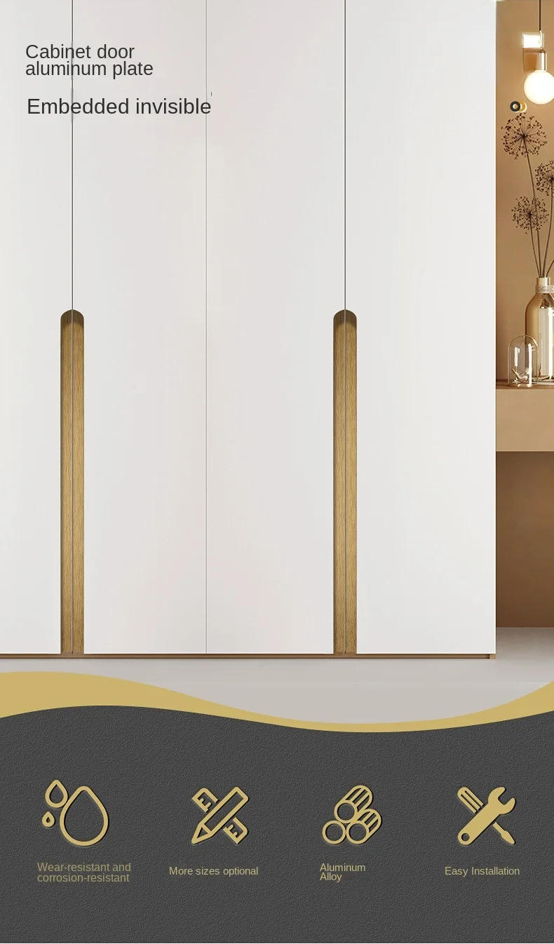 Description Picture 2 of itemBlack Gold Hidden Cabinet Handles Aluminum Alloy Kitchen Cupboard Pulls Drawer Knobs Bedroom Door Furniture Handle Hardware