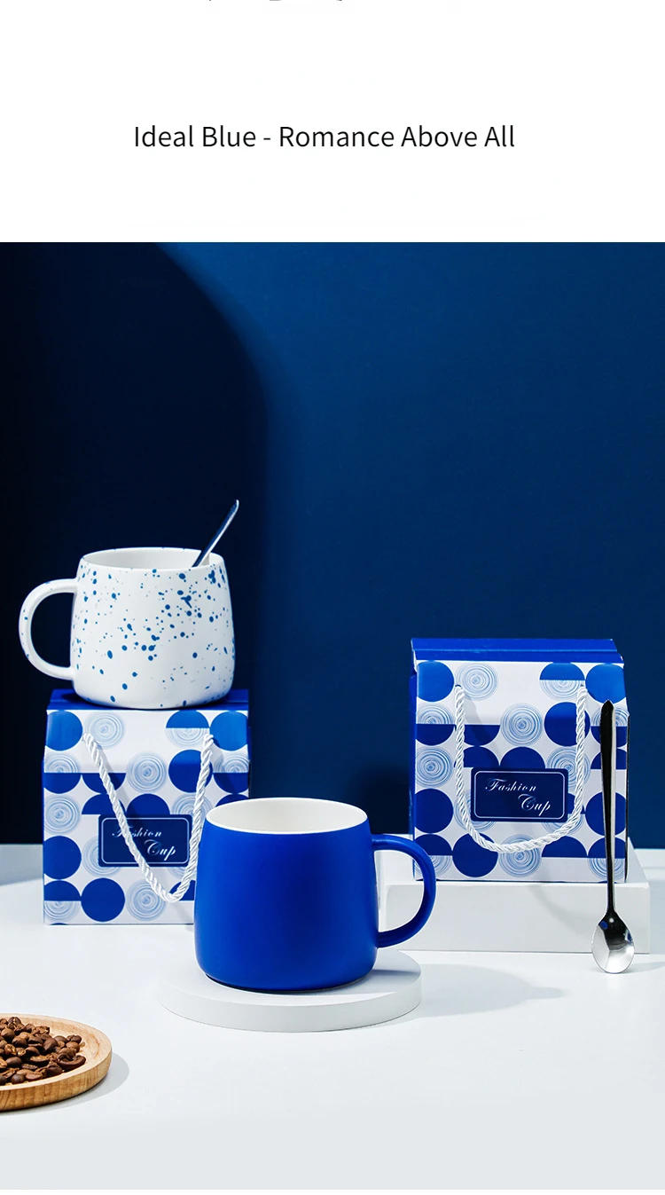Description Picture 5 of item500ml Klein Blue Ceramic Mug Set Gift Box Breakfast Cup Teacup Drinking Utensils Ceramic Mug Handmade Mugs Coffee Cups Drinkware