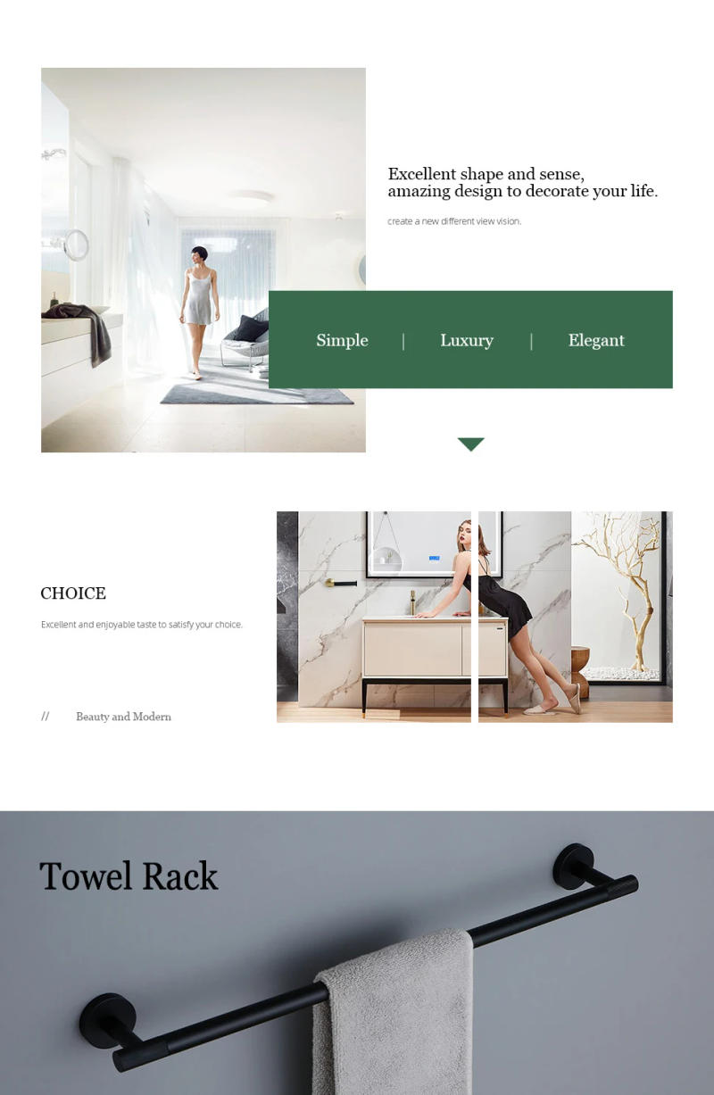 Description Picture 6 of itemBlack Bathroom Accessories Brass Knurled Kit Paper Holder Towel Rack Shelf Single Towel Holder Toilet Brush Holder Hook