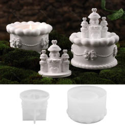 Castle Cake Candle Jar Silicone Molds With Lids Jewelry Storage Box Resin Casting Molds DIY Flowerpot Concrete Mold Crafts Gifts