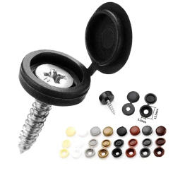 100Pcs Hinged Plastic Screw Cap Cover Nuts Fold Snap Protective Cap Button Screw Wood Furniture Decorative Nuts Bolts Hardware