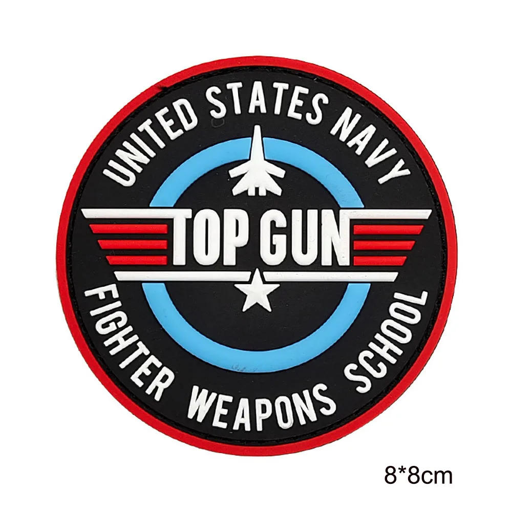 Description Picture 4 of itemTop Gun Pilot Badge Tactical Morale Badge American Flag PVC Hook and Loop Patches Backpack Decorative Sticker