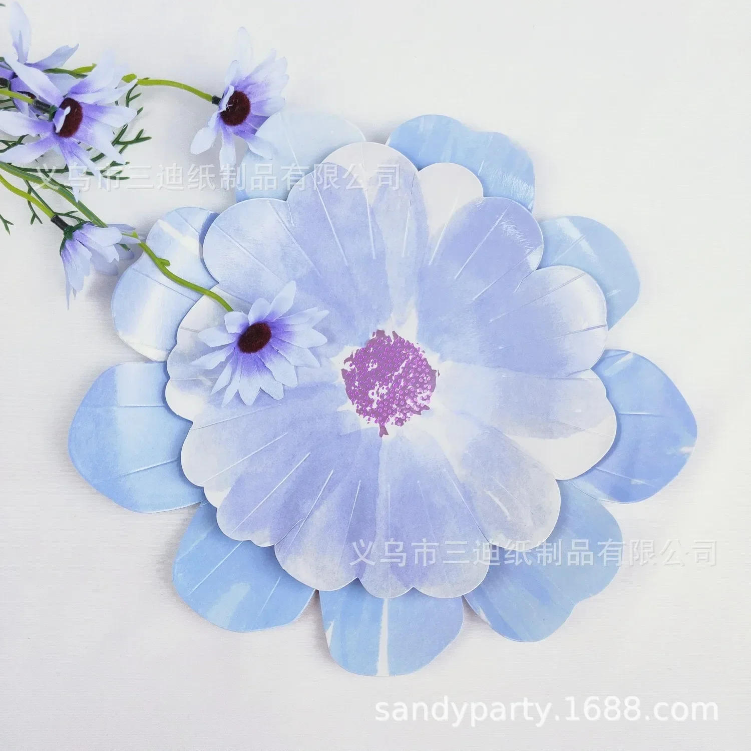 Description Picture 3 of item8Guests Spring Outing Flower Disposable Tableware Colorful Flower Shaped Picnic Dinner Plates Happy Girl Birthday Party Supplies