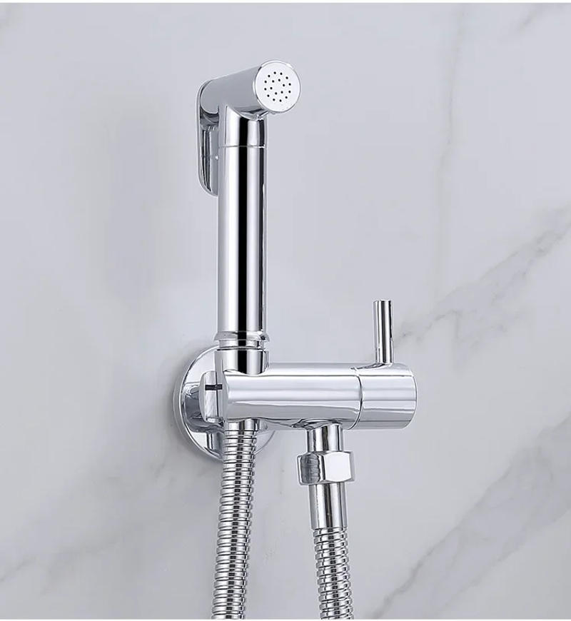 Description Picture 2 of itemWall Mounted Toilet Bidet Sprayer Set Brass Single Cold Shattaf Bathroom Shower Bidet High Pressure Gun Chrome Gold