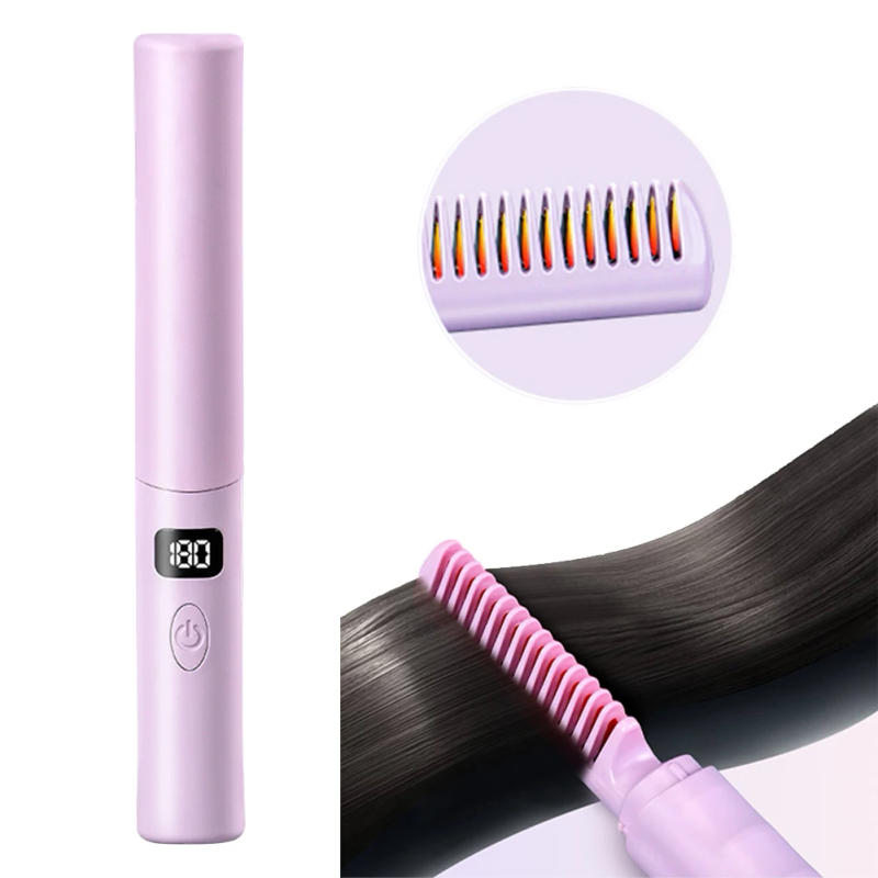 Description Picture 3 of itemAnti-Scald Hair Straightener Brush Lightweight & Mini To Carry Out USB Rechargeable Straightener Comb for Home Travel for Women