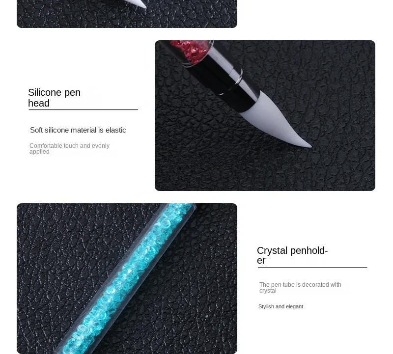 Description Picture 4 of item1 Pcs Dual-Ended Silicone Head Carving Dotting Pen Nail Art Brushes Rhinestone Crystal Handle Tool For DIY Gel Manicure Tools