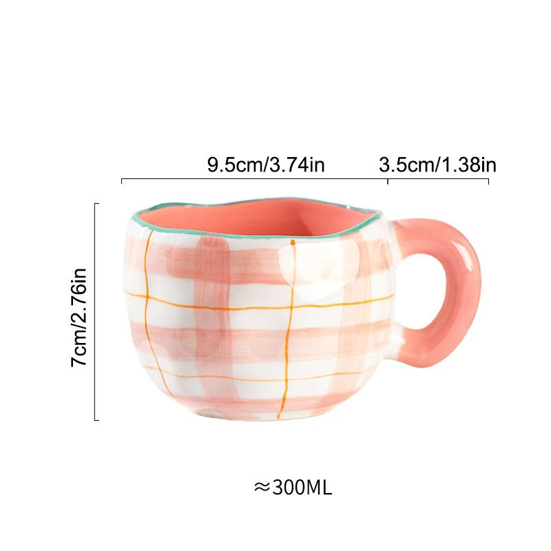 Description Picture 5 of item300ML Cute Hand Pinched Irregular Ceramic mug Flower Heart Pattern Coffee Cup Breakfast Milk tea cups Gift For Kids Girls