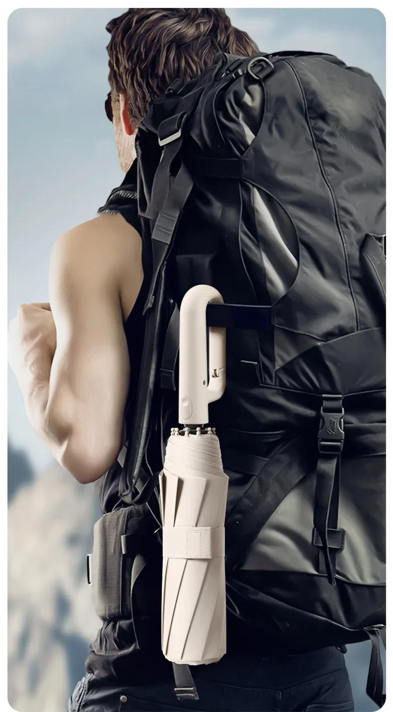 Description Picture 2 of item30 Bones Windproof Strong 105CM  Automatic Folding Umbrella for , Large Buckle Handle Wind and Water Resistant