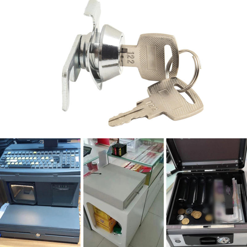 Description Picture 2 of itemCash Register Drawer Lock With Keys Zinc Alloy 32*21.5mm Drawer Locker Metal Cabinet Flight Box Lock Cam Lock With Quick Clip