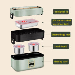 DMWD Portable Rice Cooker Heating Lunch Box Electric Thermal Food Heater Steamer Cooking Container 2/3 Layers Office Warmer 220V