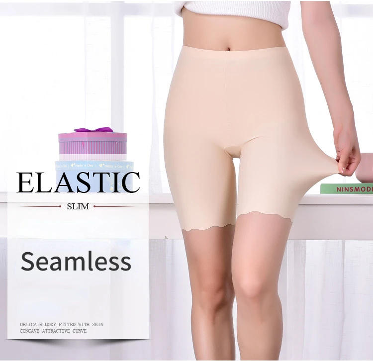 Description Picture 2 of itemPlus Size Safety Short Pants Ice Silk Seamless Panties High Waist Shapers Summer Skirt Underpants Women Underwear Accessories