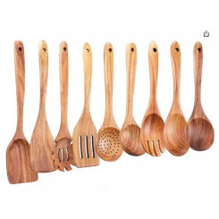 Thailand Teak Natural Wood Tableware Spoon Rice Colander Soup Skimmer Cooking Soup Spoons Scoop Kitchen Set Tool