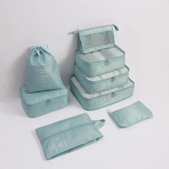 Travel Storage Bag Set Eight-piece Cosmetic Toiletry Classification Bag Suitcase Organizer Pouches Durable Polyester Fabric