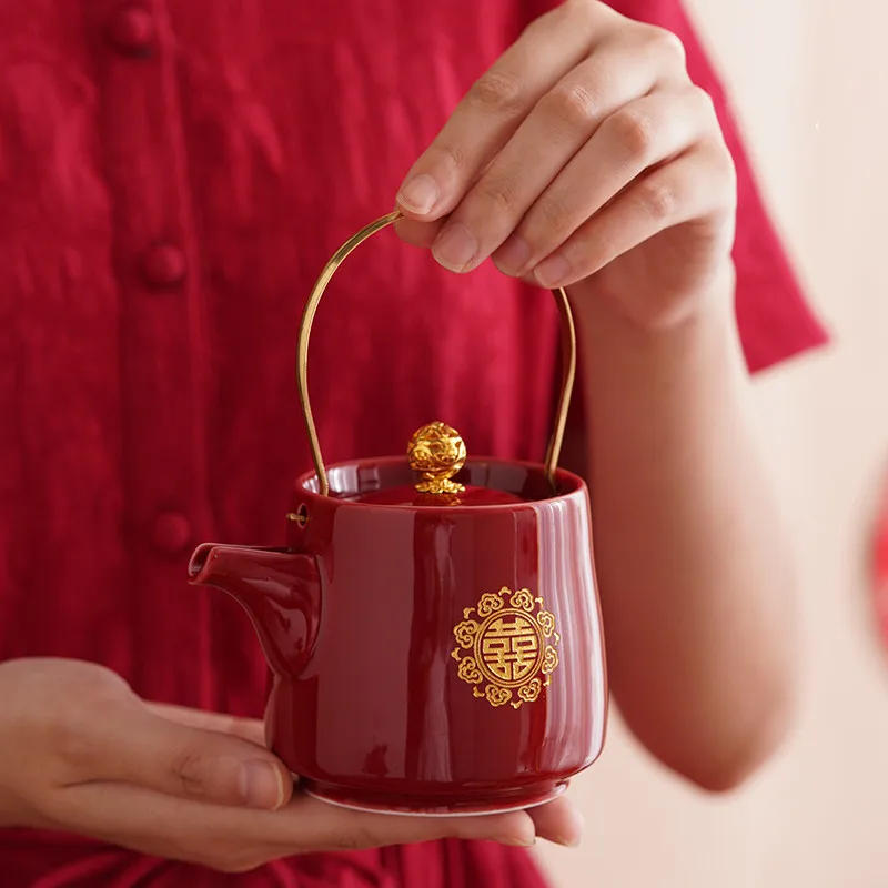 Description Picture 6 of itemChinese Ceramic Tea Sets Tradition Handmade Gaiwan Teapot Tea Ceremony Supplies Customized Tea Infuser Wedding Teaware Gifts