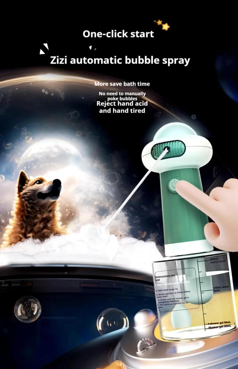 Description Picture 6 of itemAutomatic Dog Soap Dispenser Wireless Mute USB Dog Grooming Frother Cat Deeper Cleaning Bath Shampoo Foam Sprayer Pet Supplies