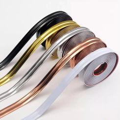 Flexible Corner Molding Trim Tape Wardrobe Moving Door Seam Anti-collision Self Adhesive Decor Tape PVC Waterproof Sealing Strip