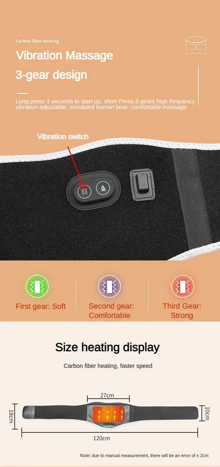 Description Picture 4 of itemUSB Electric Heating Warmer Hot Waist Lumbar Back Pad Belt Protector Brace Band Support Massager Anti Pain Relief Therapy Tool