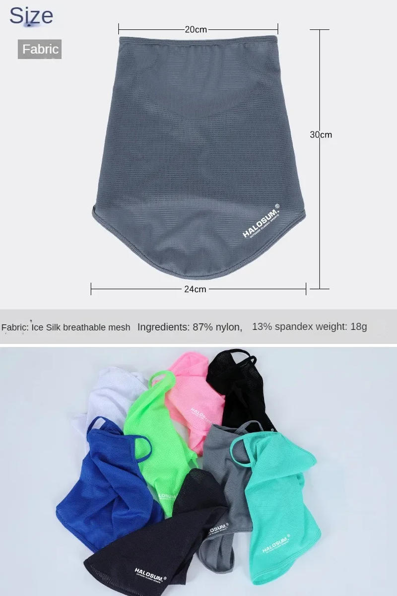 Description Picture 2 of itemIce Silk Fishing Cycling Bandana Mesh Face Cover Half Mask Hang-Ear Neck Gaiter Cool Tube Scarf Sport Running Hiking Hunting