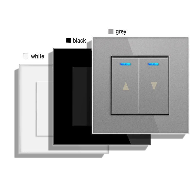 Description Picture 3 of itemJHJCH-electric curtain switch, lifting equipment, crystal clear glass panel black/white/gold/gray/silver reset switch