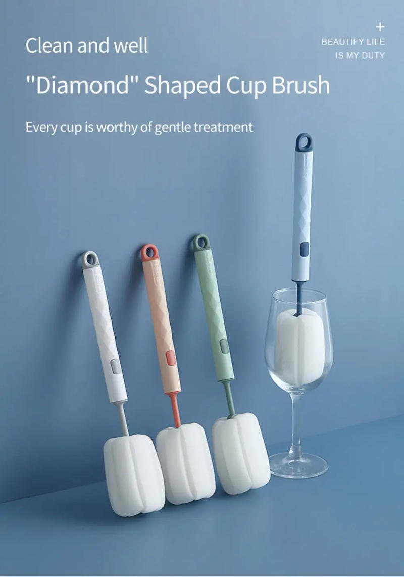 Description Picture 2 of itemBottle Brush White Detachable Glass Sponge Simple Effective Glass Cleaner Easy-to-use Cup Brush Water Bottle Cleaning Brush 23g