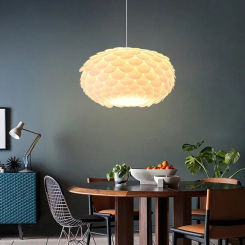 White Circular Pendant Light Restaurant Shop Hotel Lobby Art Chandelier Living Room Bedroom Ceiling Light for Home and Decor