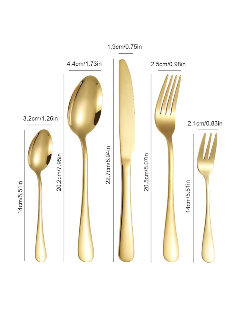 Description Picture 2 of item30 piece Set Colorful Cutlery Stainless Steel Silverware Dinnerware Home Kitchen supplies Dessert spoon Fruit Fork High-grade kn