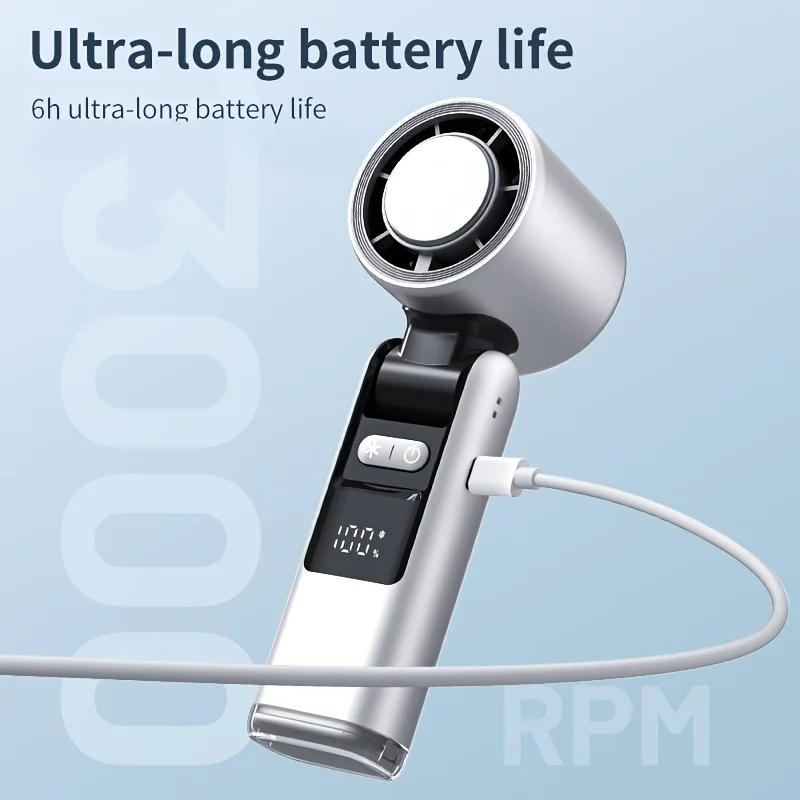 Description Picture 3 of item4000MA Handheld Fan 100 Gear USB Mini Turbo Fan Portable Refrigeration Charging Desktop Fan Wireless Electric Air Cooler Fan