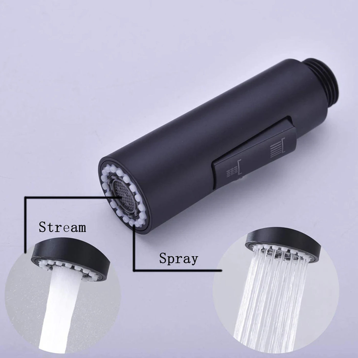 Description Picture 4 of itemG1/2'' ABS Pull Out Spray Shower Head Sink Mixer Kitchen Spare Replacement Tap Sprayer Black Faucet Nozzle