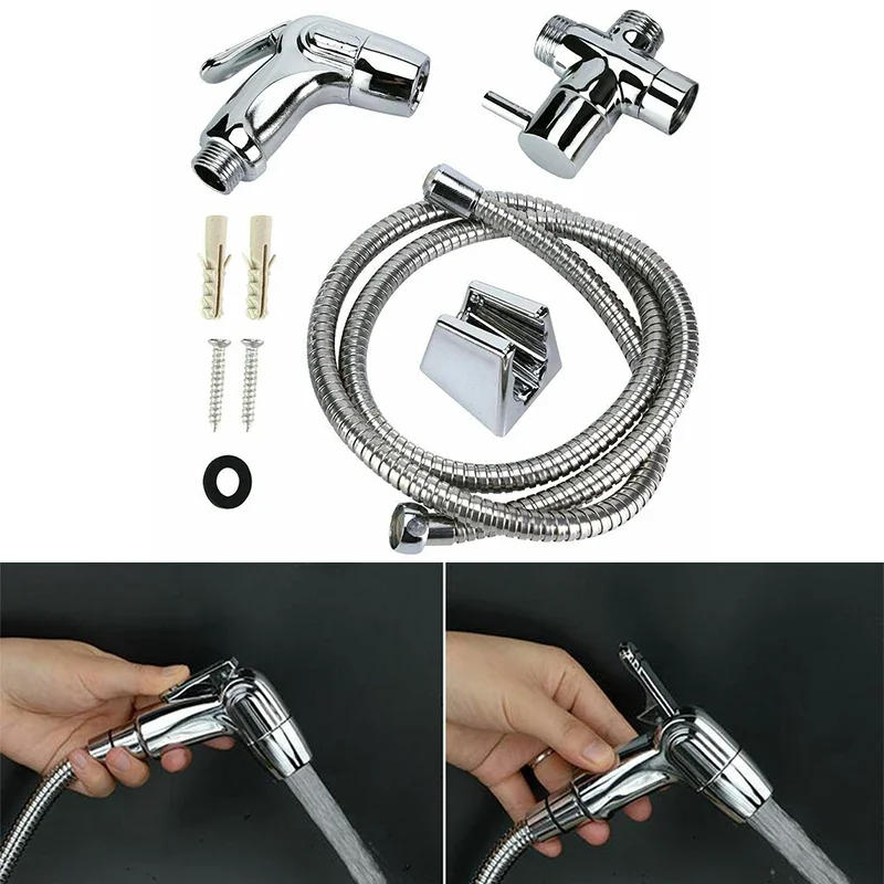 Description Picture 4 of itemHandheld Toilet Bidet Sprayer Set Kit Stainless Steel Hand Bidet Faucet Handheld Shower Head Nozzle Hose Set For Bathroom