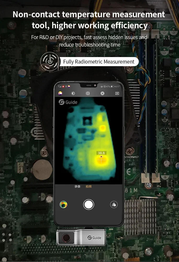 Description Picture 5 of itemGuide MobIR Air Thermal Camera Used for smartphones 25Hz Infrared  Imaging Temperature Instruments Color Dark Grey