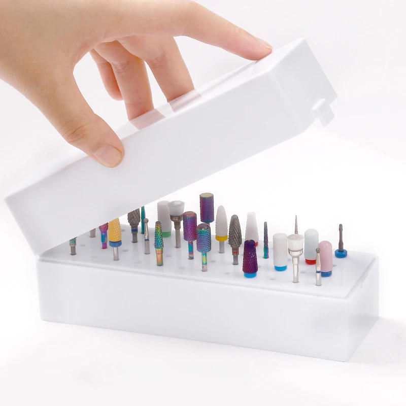 Description Picture 3 of item48holes Nail Drill Bits Storage Box Empty Clear Box Nail Drill Display Stand Manicure Accessory Tools