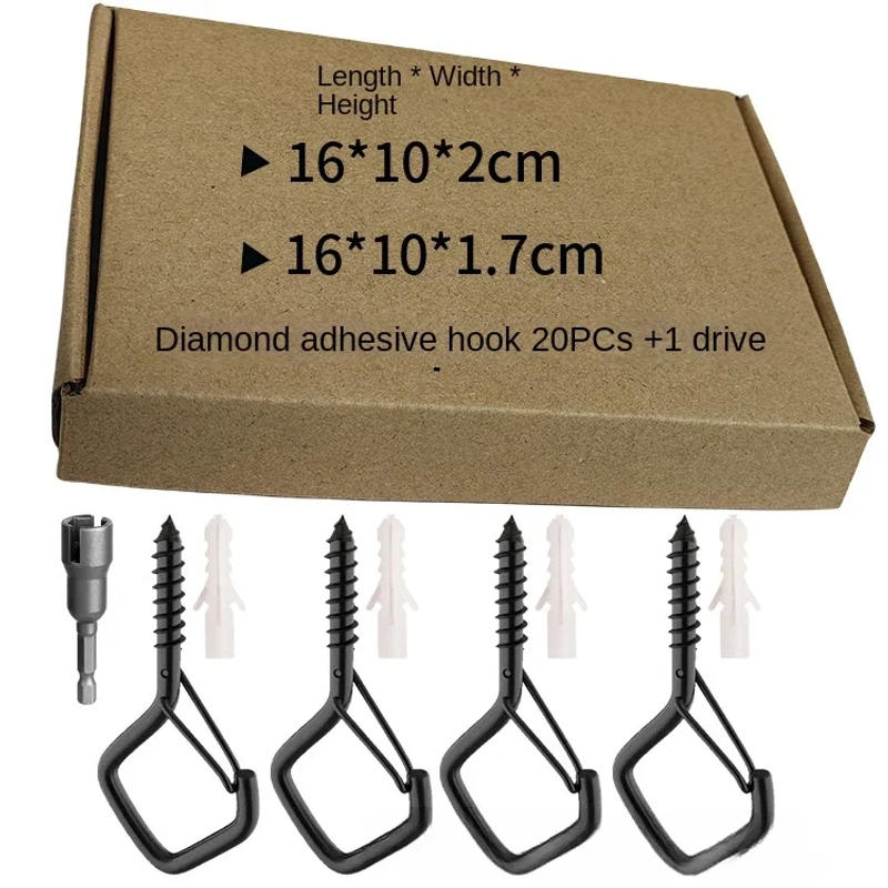Description Picture 2 of item20pcs/box Q-shaped Hook DiamondHook Square Hooksheep's Eye Hook  Mark Shaped Anti Falling LightHook Screw Bonsai Hooks