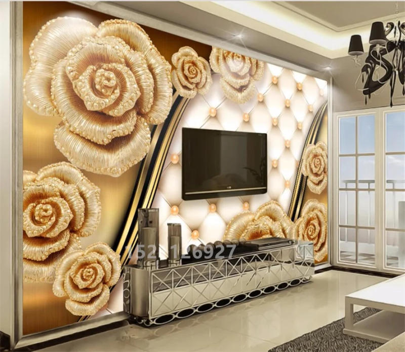 Description Picture 6 of itemwellyu Custom 3D wallpaper luxury black dahlia soft bag jewelry обои TV background wall living room bedroom moisture wallpaper