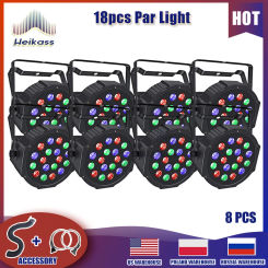 No Tax 8Pcs 18LED Par Light Polypropylene Par Light DMX512 Professional Strobe Light RGB Stage Lighting Equipment KTV Bar Disco