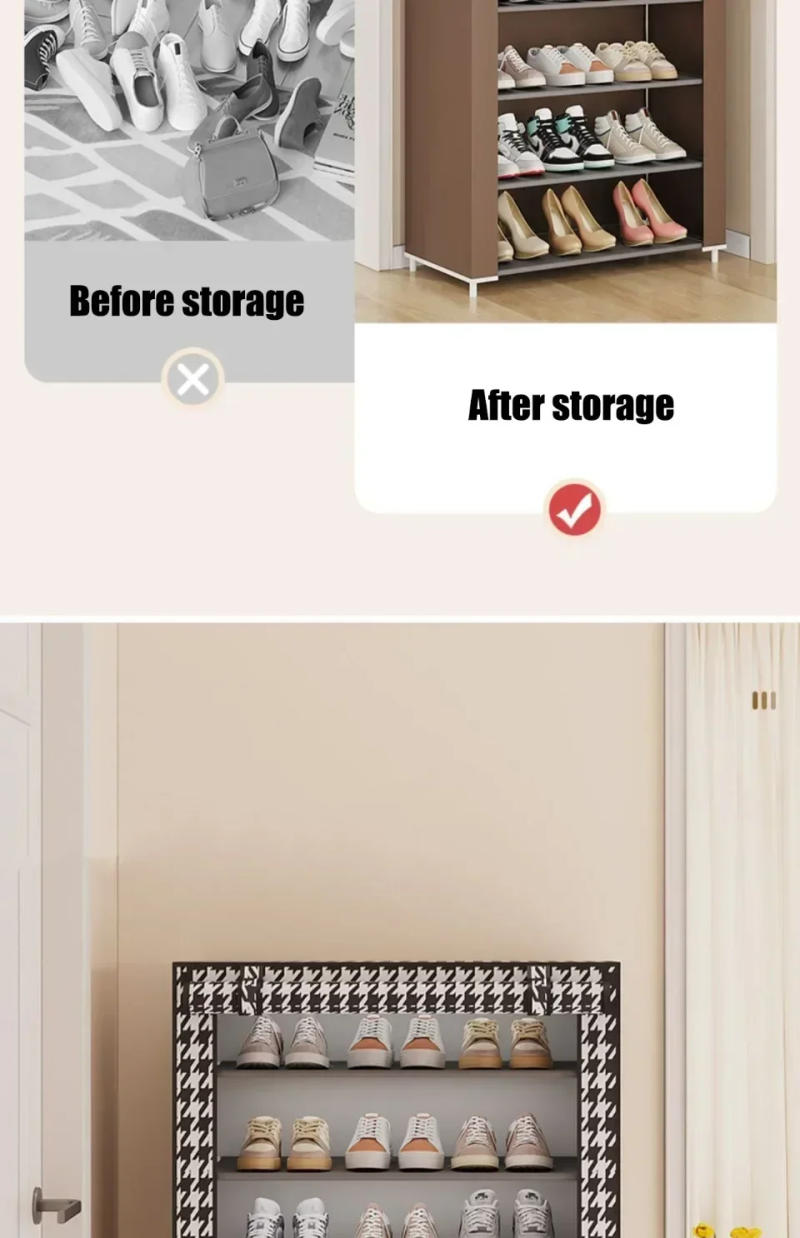 Description Picture 6 of itemMultilayer Shoe Cabinets Wall Corner Shoes Shelves Dustproof Simple Storage Shoes Cabinet Space Saving Sneakers Rack Organizer