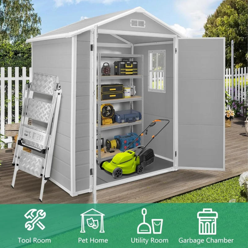 Description Picture 3 of item6x4.4FT Outdoor Resin Shed with Reinforced Floor, All-Weather Plastic Shed, Garden Tool Sheds & Outdoor Storage Clearance