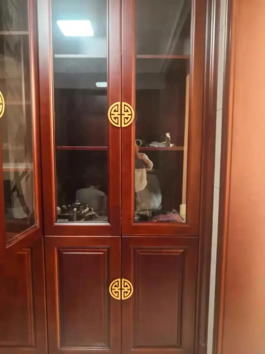 Description Picture 6 of itemChinese Style Cabinet Door Pure Copper Wardrobe Kitchen Handle Brass Round Hollow Drawer Furniture Hardware