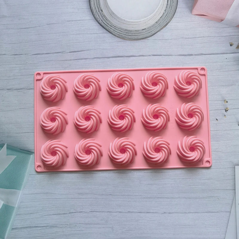 Description Picture 4 of item15 Holes Spiral Shape Silicone Cake Mold Mousse Dessert Baking Chocolate Donuts Bakeware Pastry Mould