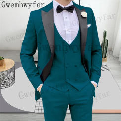 Gwenhwyfar Groomsmen Wedding Tailor Made Costume Homme (Jacket+Vest+Pants) Men Suits Slim Fit Prom Tuxedos Peaked Lapel Blazer