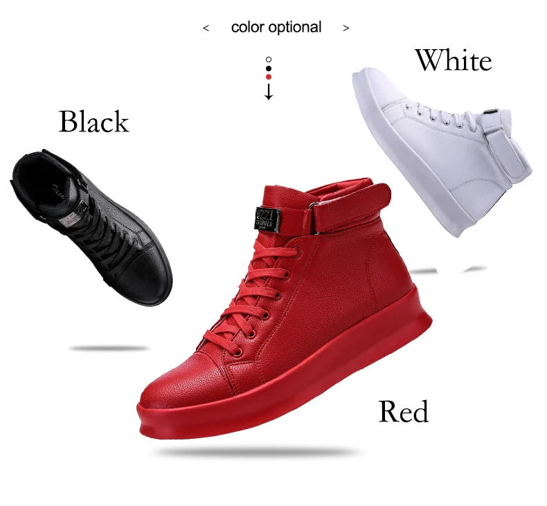 Description Picture 4 of itemBrand Mens High-top Sneakers Comfortable Leather Skateboard Shoes Platform Non-Slip Sports Shoes Zapatillas Hombre Mens Footwear